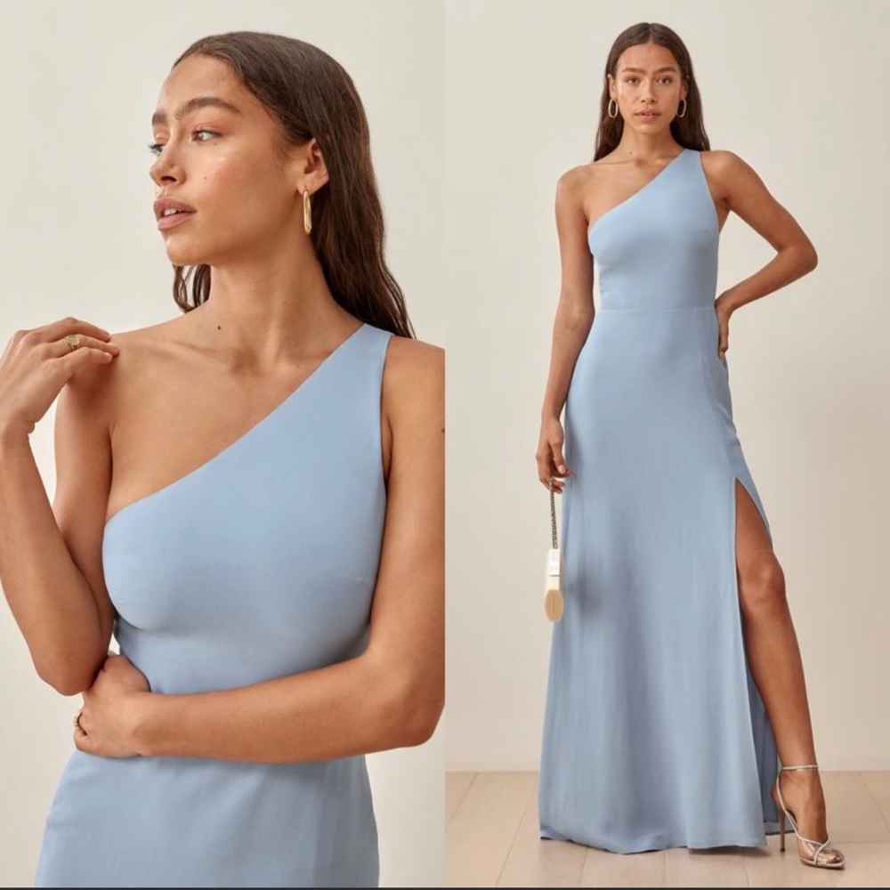 Reformation Evelyn Dress bridesmaid one shoulder dress